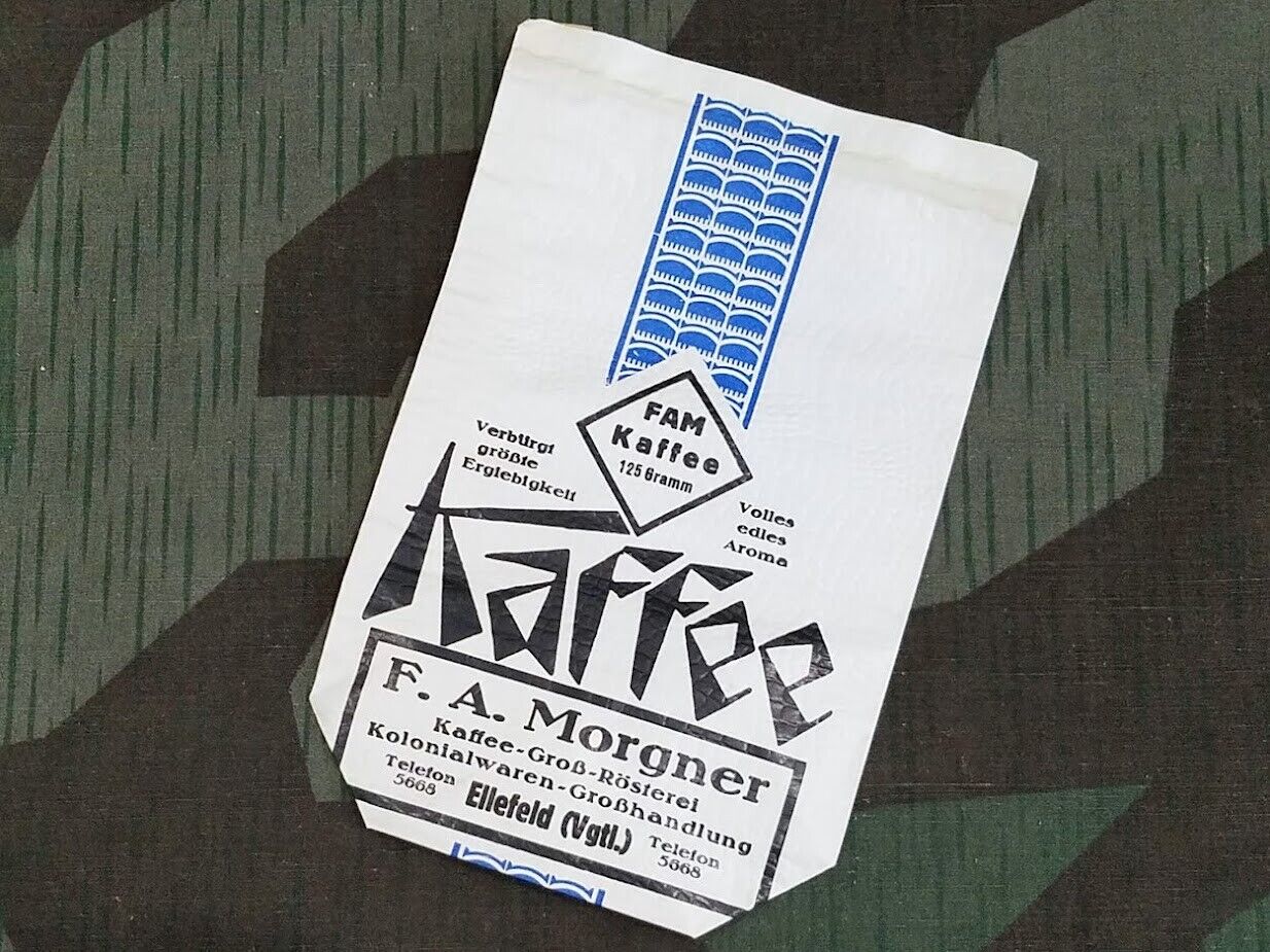 Original Wwii Era German Fam Kaffee Coffee Sales Bag Paper F.a. Morgner Rations