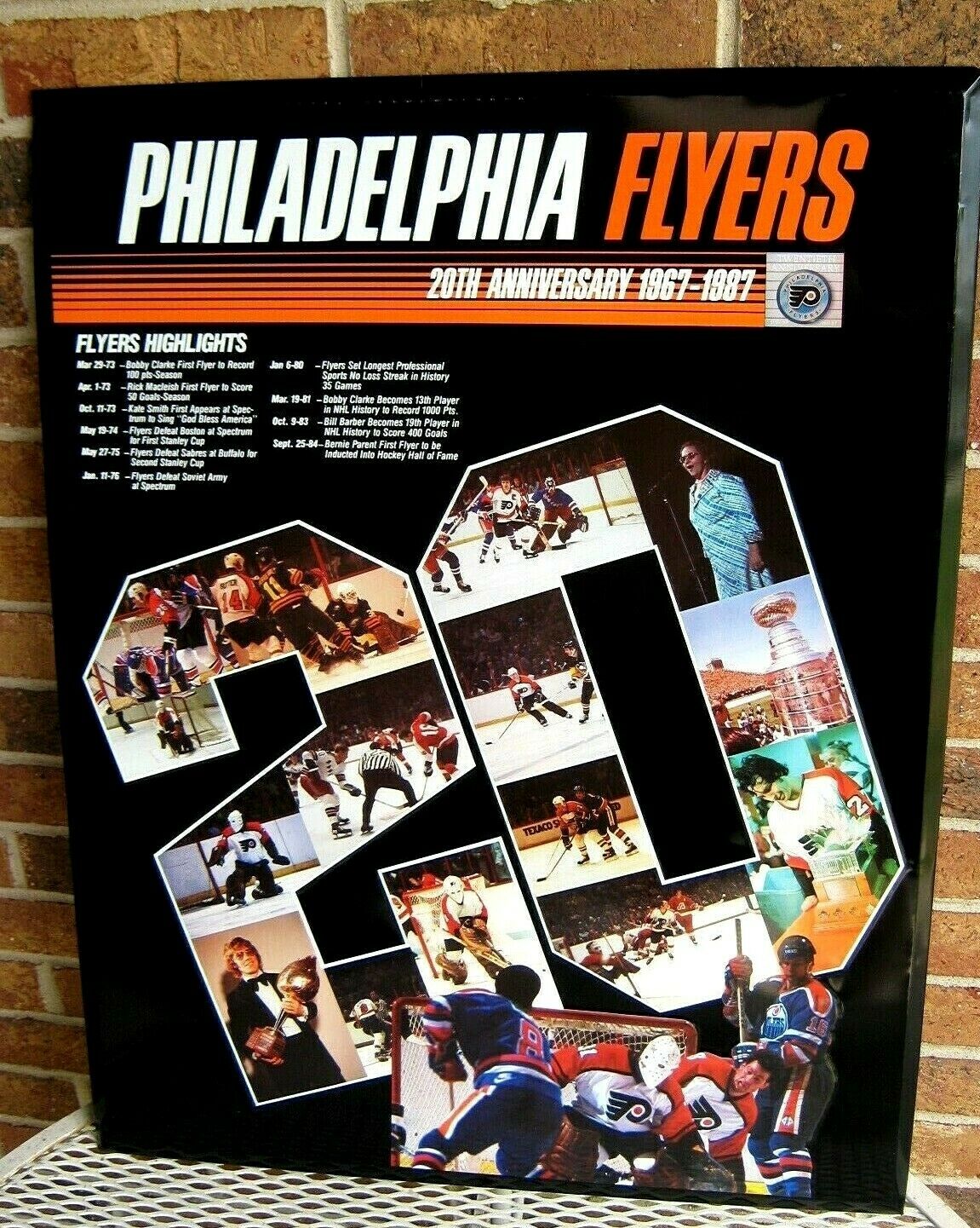 Philadelphia Flyers Hockey Metal Sign Original Mint Condition Clarke Stanley Cup