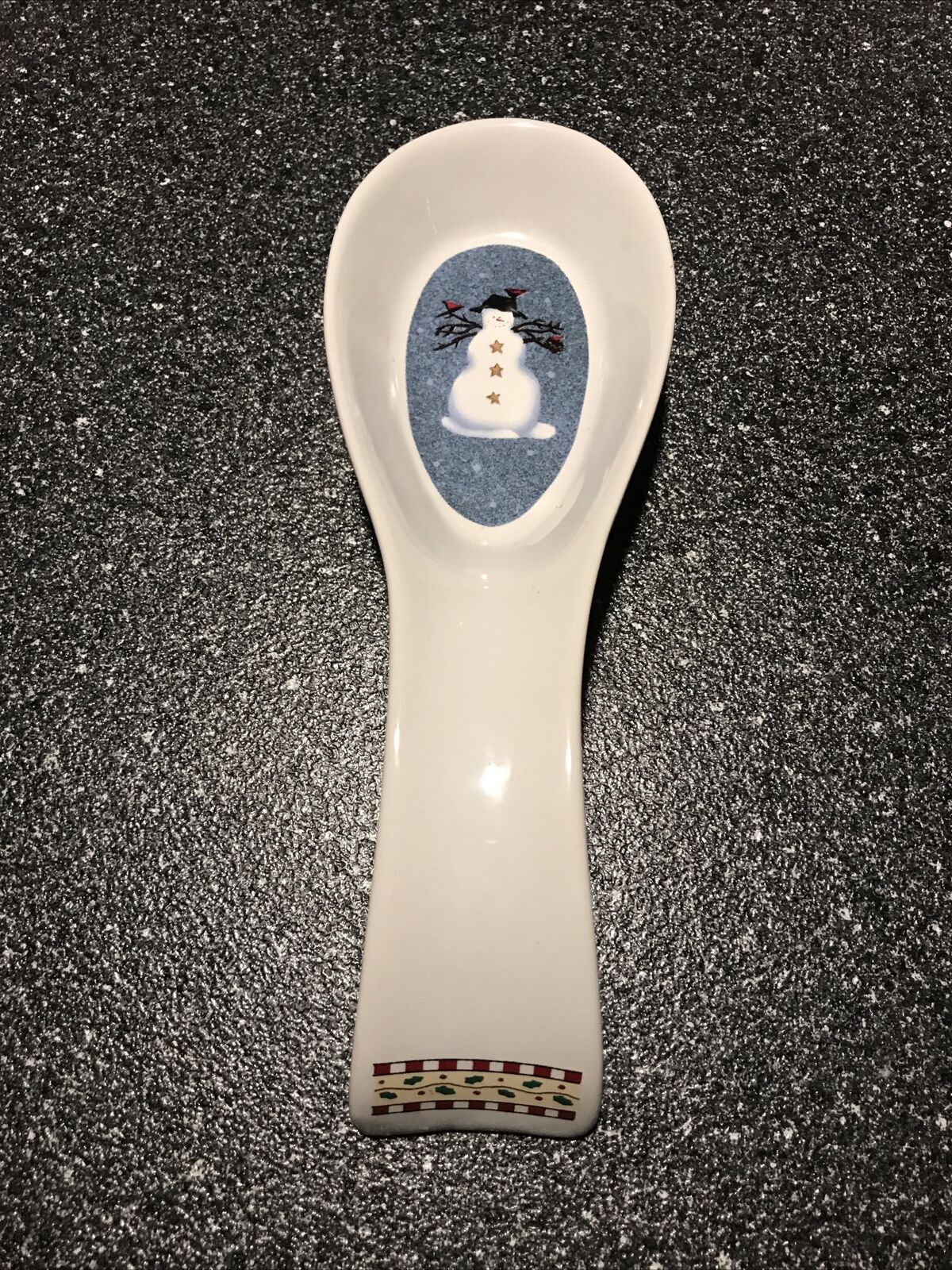 Snowman Debbie Mumm Spoon Rest Holder Sakura Stoneware Excellent Condition