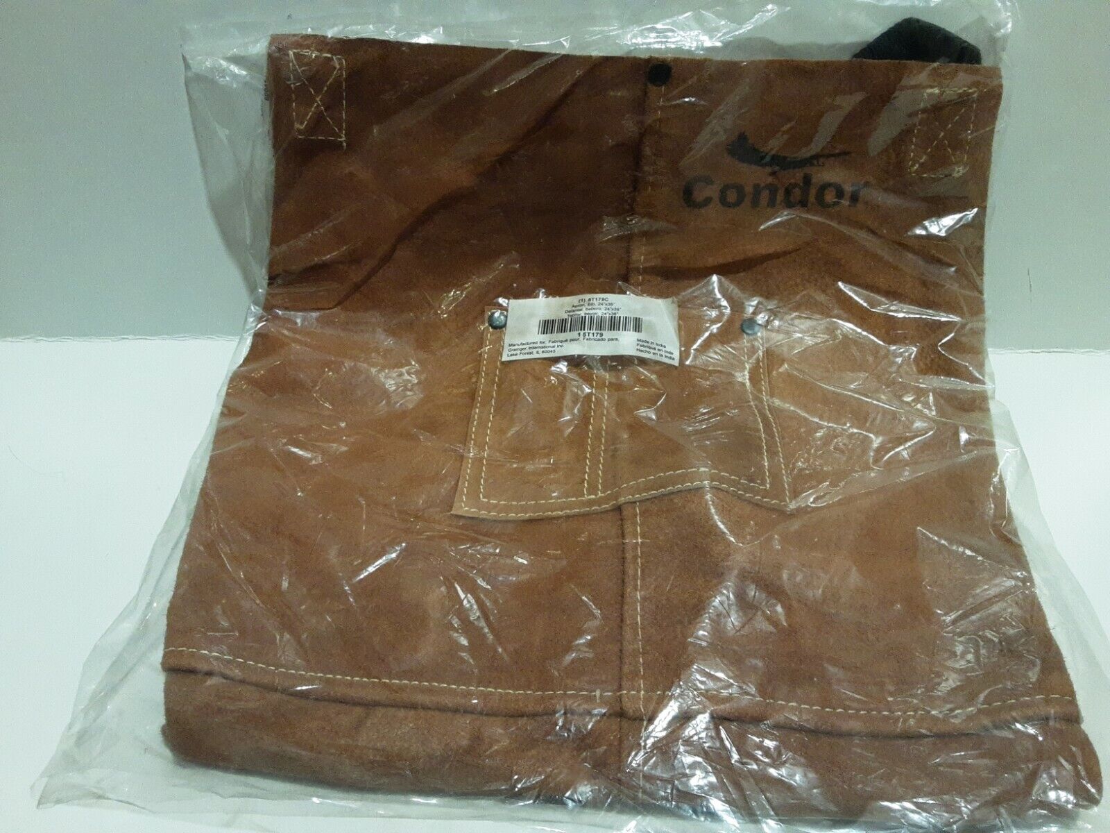 New Condor 5t179 Welding Bib Apron Leather 36 X 24 In With Pocket