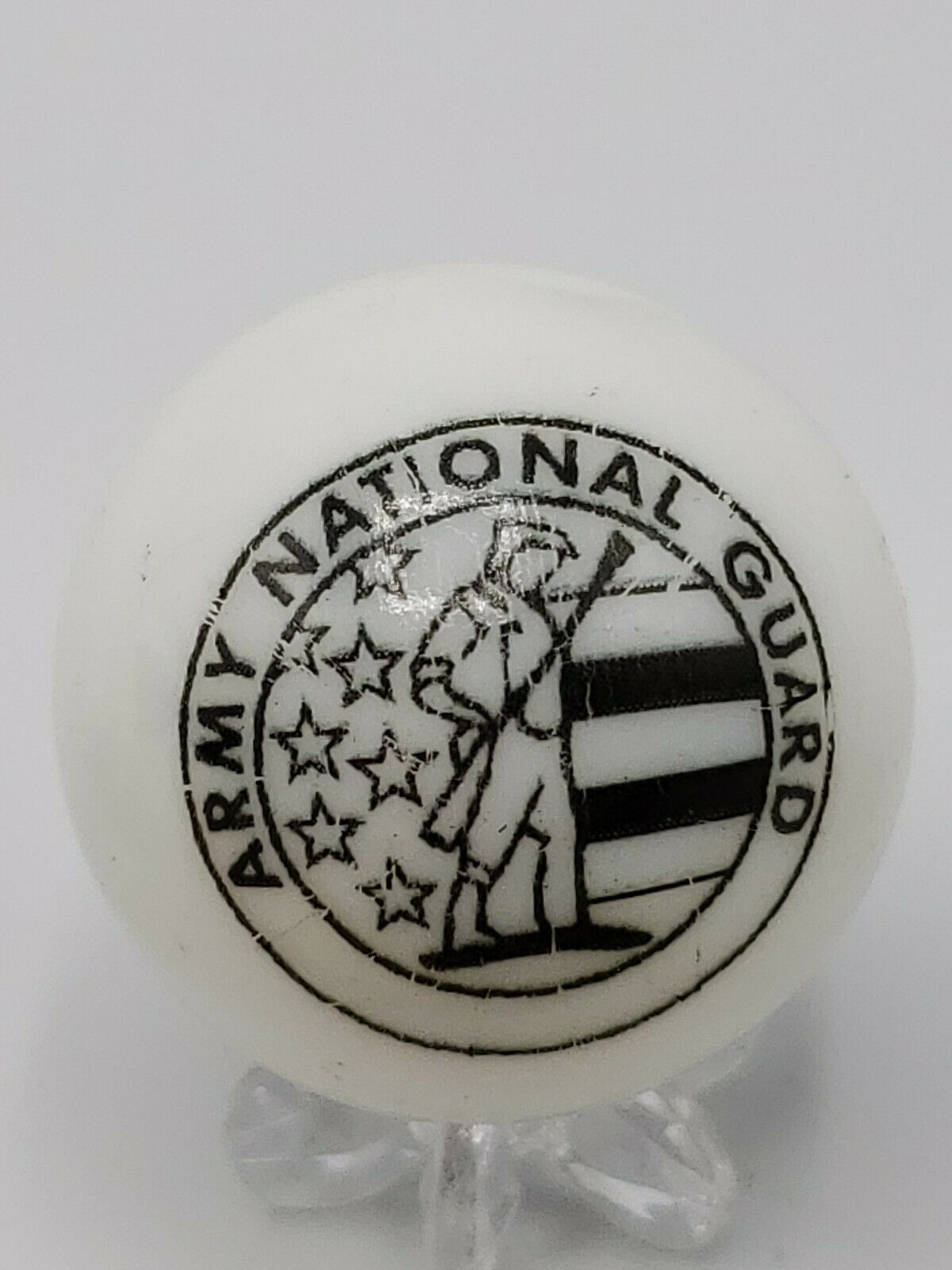 Us Army National Guard Black Logo White Shooter Marble Collectible
