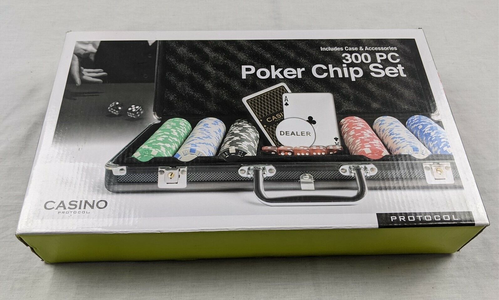 Protocol 300 Pc Casino Poker Chip Set W/ Hardcase & Accessories Brand New Sealed
