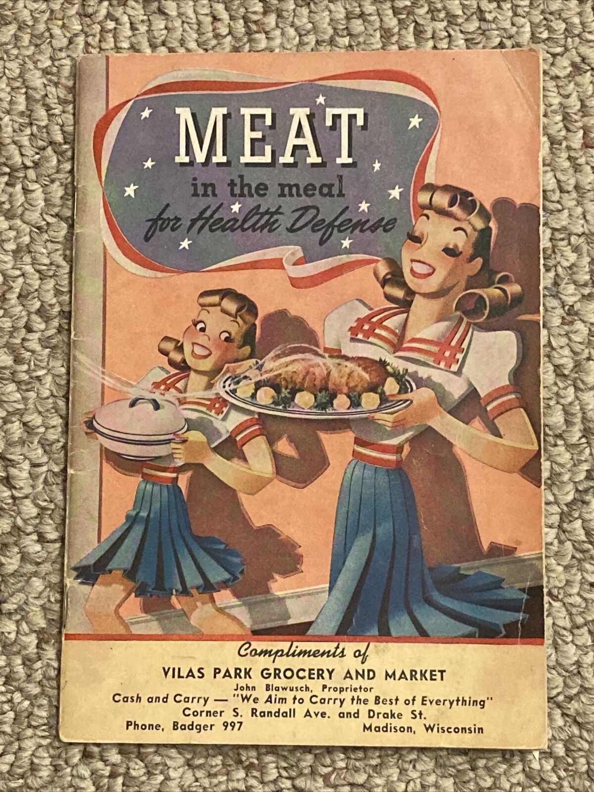 Vtg 1942 Meat In The Meal For Health Defense Recipe Cookbook John Howard
