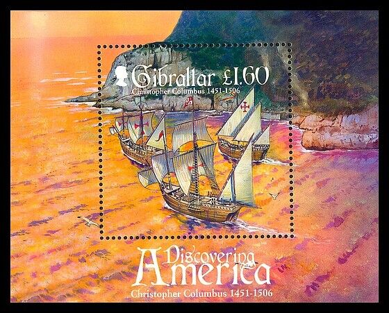 Christopher Columbus 1451-1506 500 Years Mnh Souvenir Sheet Gibraltar #1060