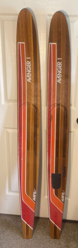 Vintage Pair Avanti By Western Tunnel Concave Avenger 1 Wood Water Skis 65"