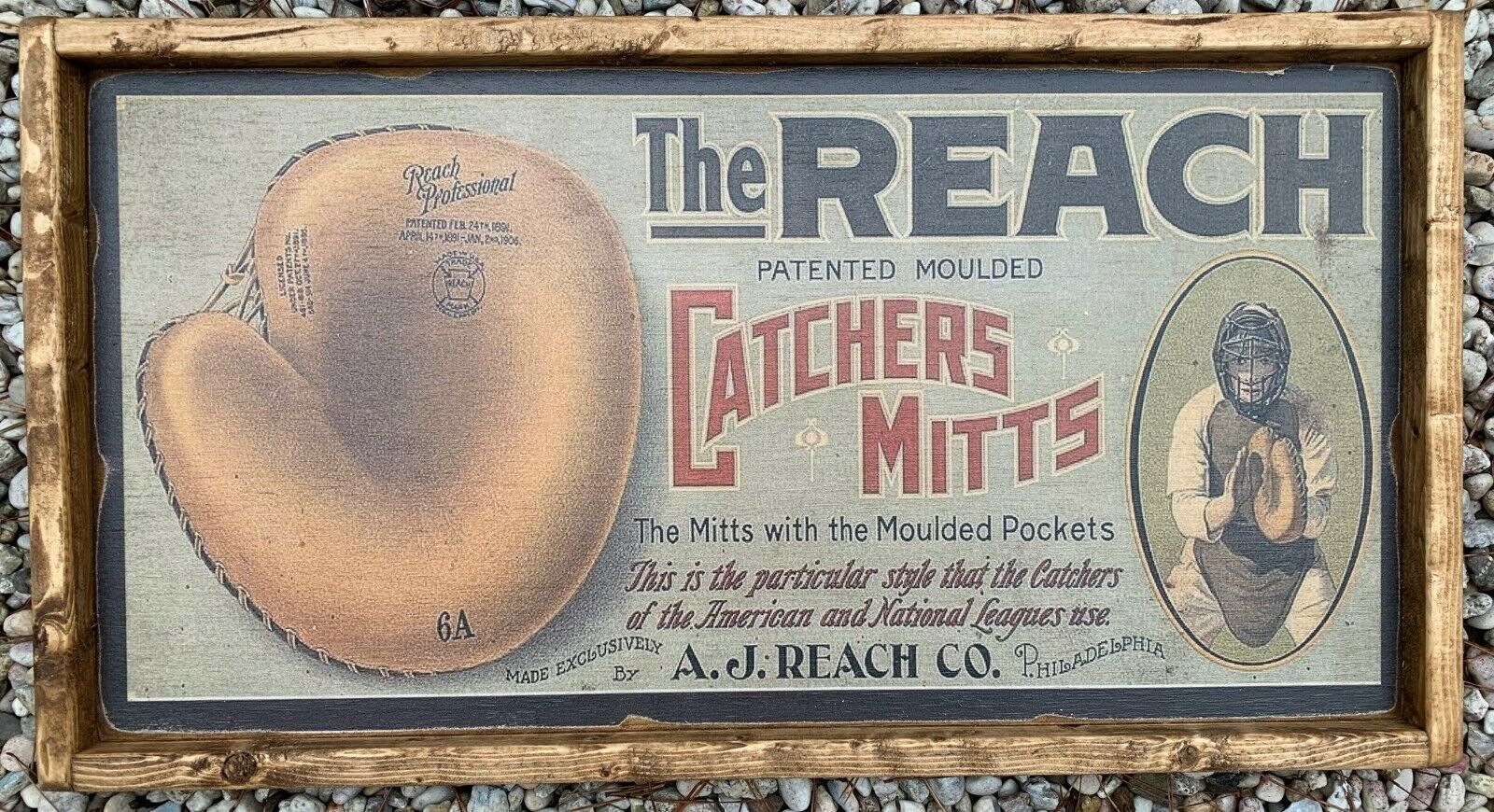 Vintage Style Reach Catchers Mitt Glove Advertisement Wood Sign Best Repro