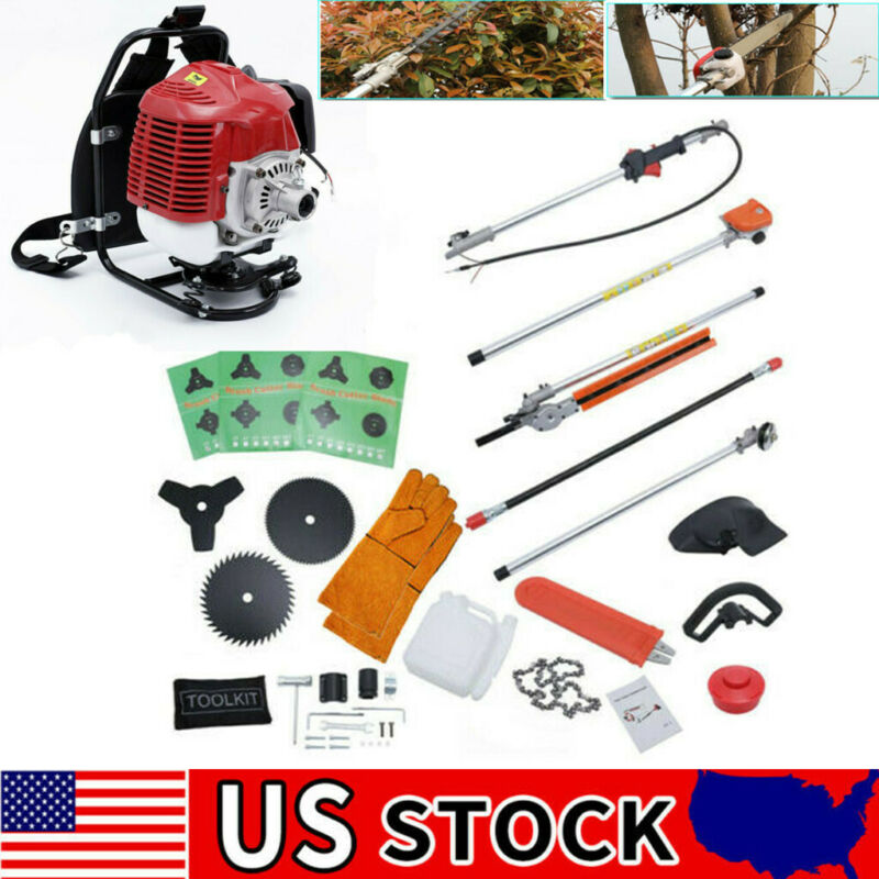 New 52cc 6 In 1 Backpack Multi Brush Cutter Trimmer Grass Pruner Hedge Trimmers