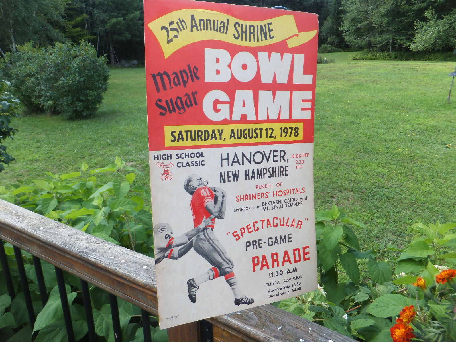 1978 Vintage Maple Sugar Bowl Game High School Football Game Poster Hanover Nh