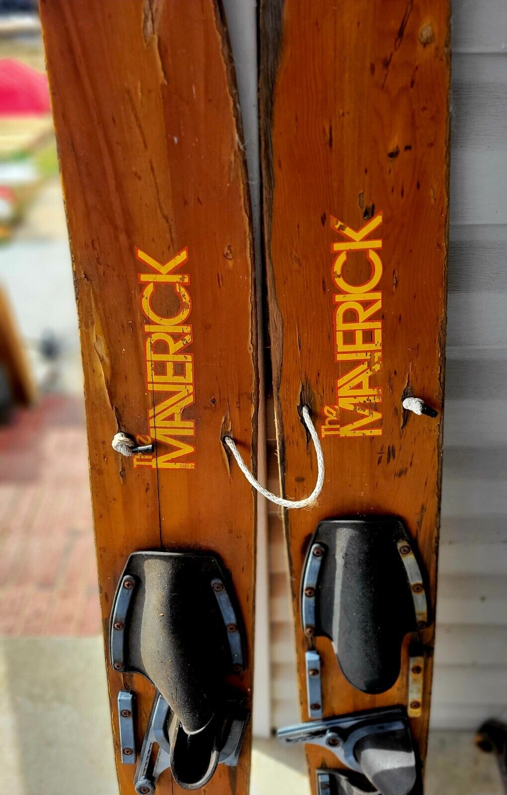 Vintage Wood Western Water Skis Pair Wall Art Lake Cabin Decor Sports Wooden