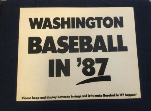 Washington Nationals Senators Baseball Original Sign 1987