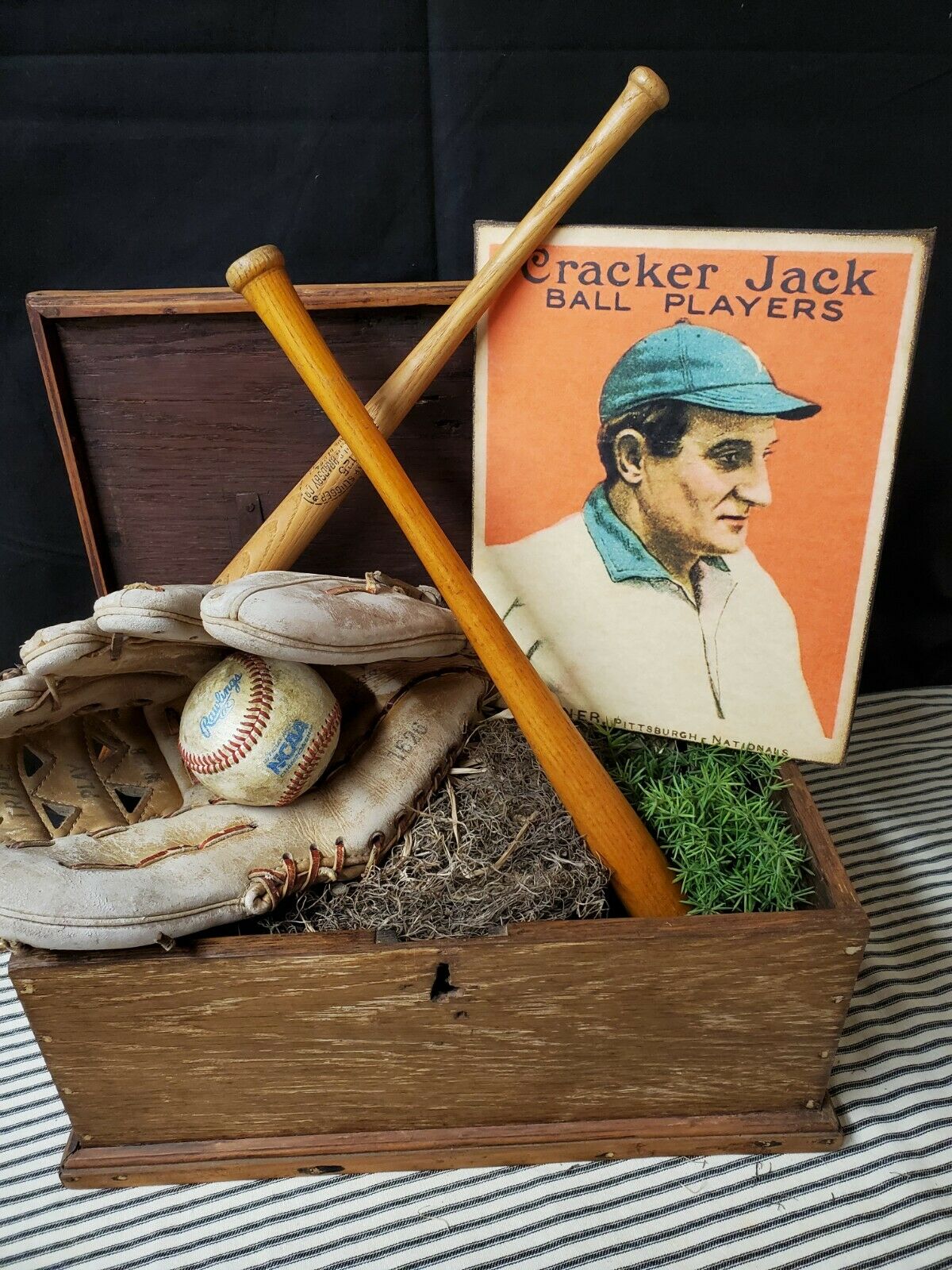 Vintage Style Sports Honus Wagner Baseball Card Cracker Jack Player Canvas Sign