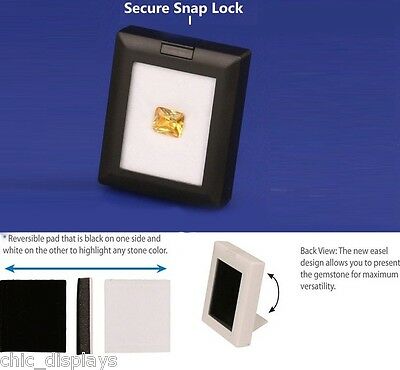 Black Gem Box Snap Lock Gemstone Storage Box Coins Box Showcase Display W/easel