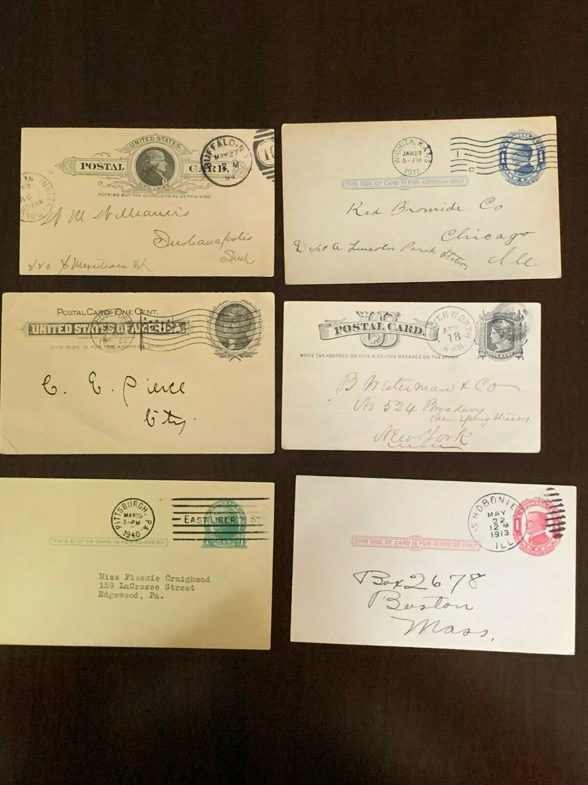 Us Postal Card Lot Of Six (6) Different Used Cards (v1)