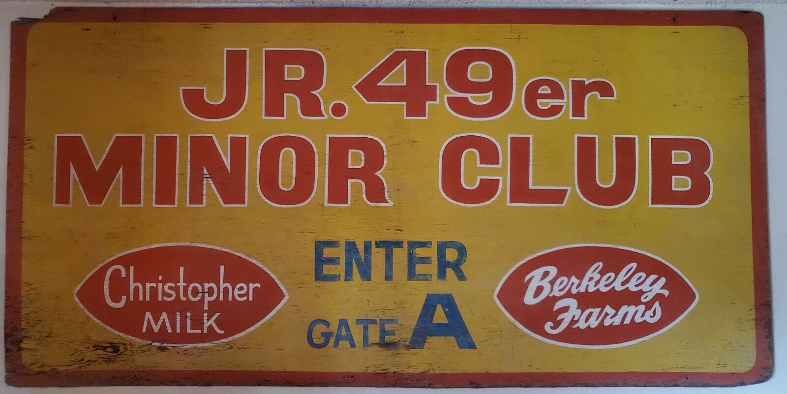 Kezar Stadium- San Francisco 49ers Vintage Sign Jr 49er Minor Club! Wow!!!!!
