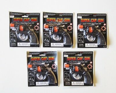 5 New Super Cap Guns Toy Pistol Handgun  Kids Black Toy Revolver