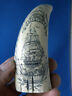 Scrimshaw Sperm Whale Resin Reproduction Tooth  " Mercury"
