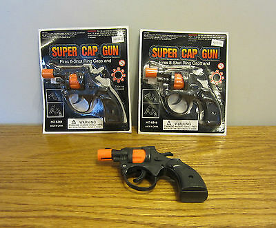 2 New Super Cap Guns Toy Pistol Handgun Fires 8 Shot Ring Caps Kids Revolver