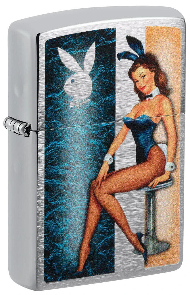 Zippo 48374, Playboy Bunny Design, Brushed Chrome Finish Lighter