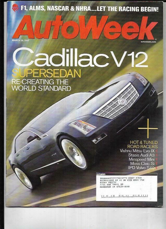 Autoweek Magazine March 26, 2007- Cadillac V12