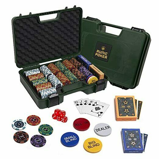 Exclusive Poker Set 300 Pcs, 14 Gram Clay Poker Chips For Texas Army Green