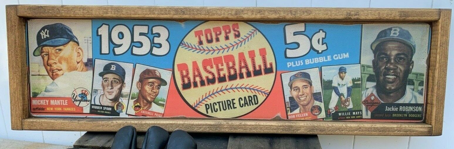 9x36 1953 Topps Baseball Vintage Style Wooden Baseball Card Advertising Sign Wow