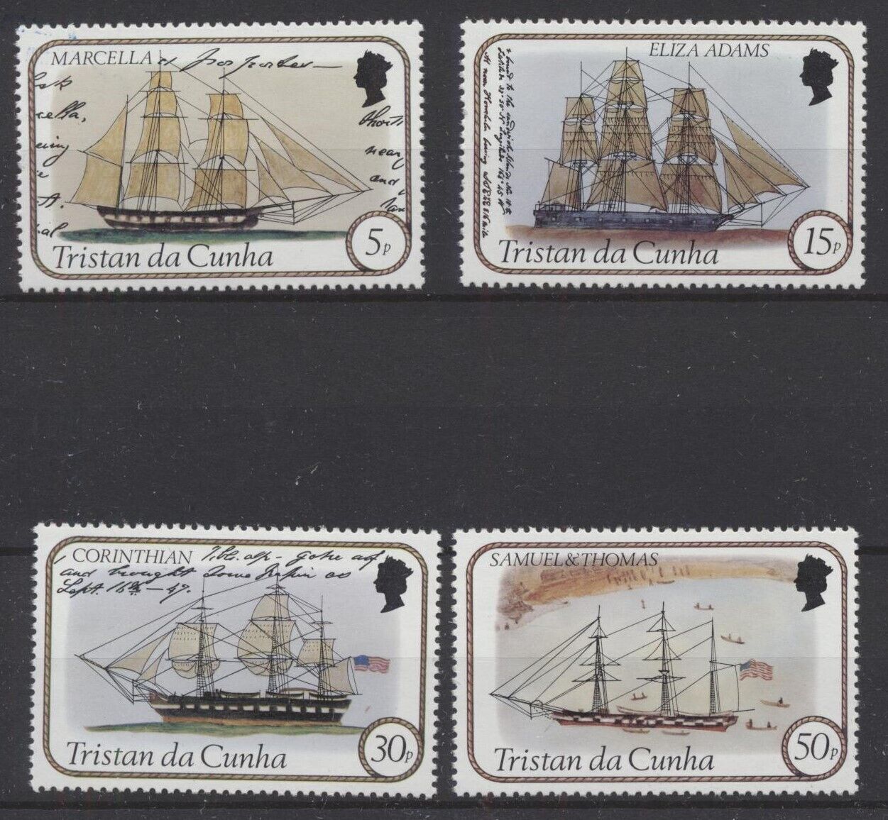 [p27.159] Tristan Da Cunha 1982 Boats Good Set Very Fine Mnh Stamps