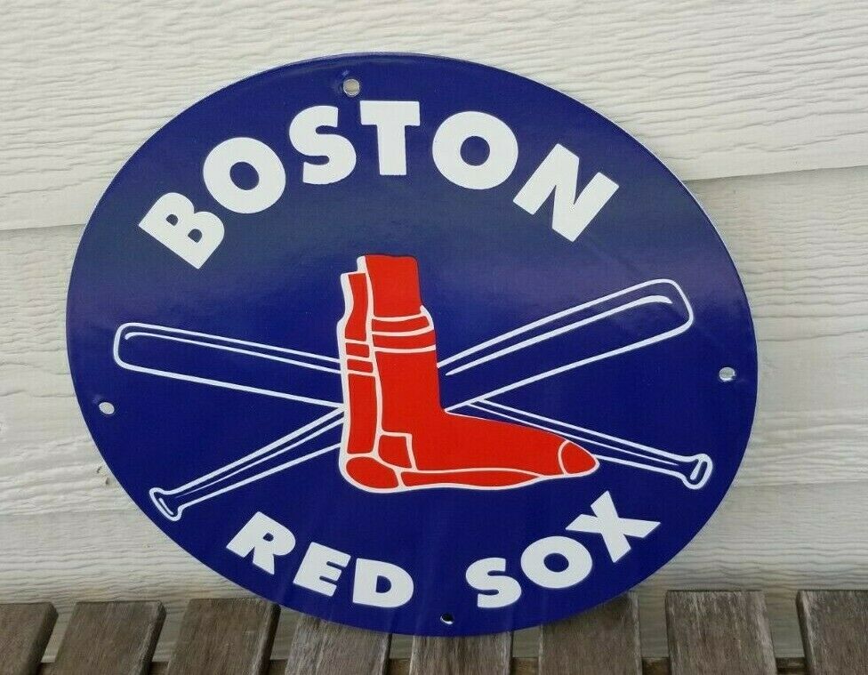 Vintage Boston Red Sox Porcelain Major League Baseball Stadium Field Sign