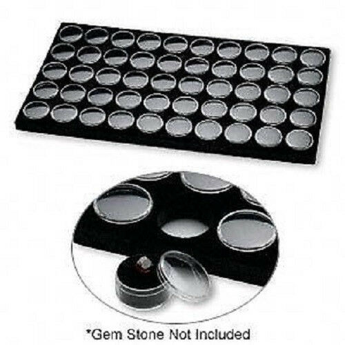 New 50 Black Foam Gem Jars Gemstone Storage Display Tray Insert  .