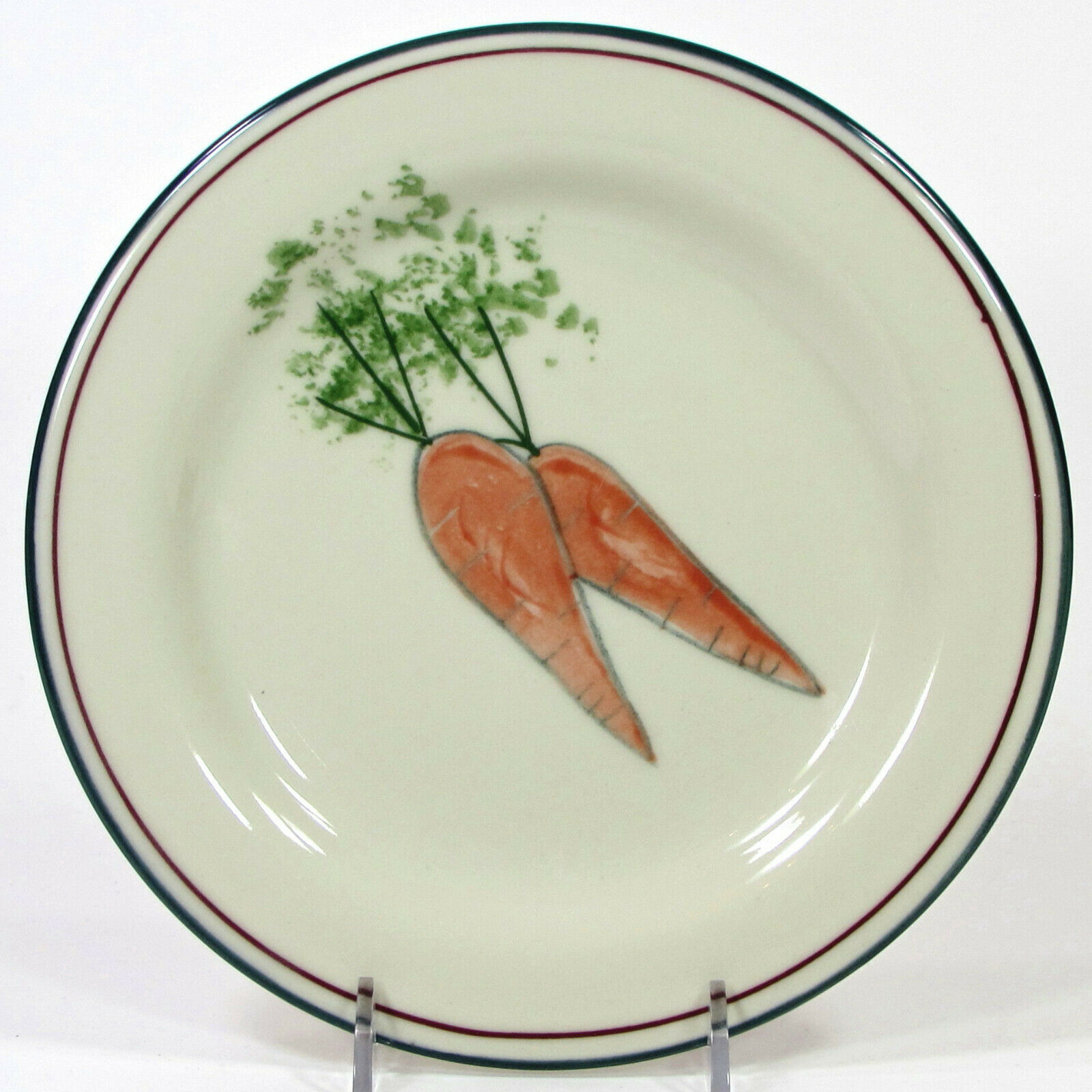 Hartstone Pottery Farmer's Market 8" Salad Plate Carrot Vegetables Green Rim